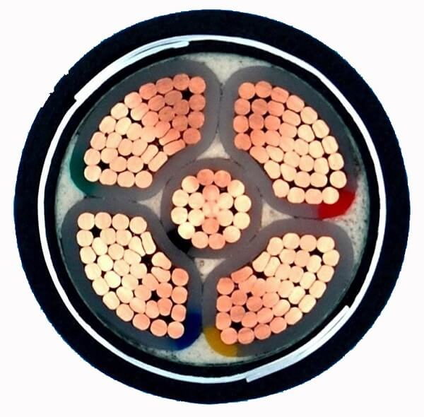 1000 볼트 저전압 5 코어 120mm 150mm 185mm 240mm 300mm 구리 XLPE 절연 PVC 피복 Muticore 지하 전원 케이블